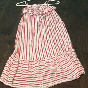 A red and white striped dress